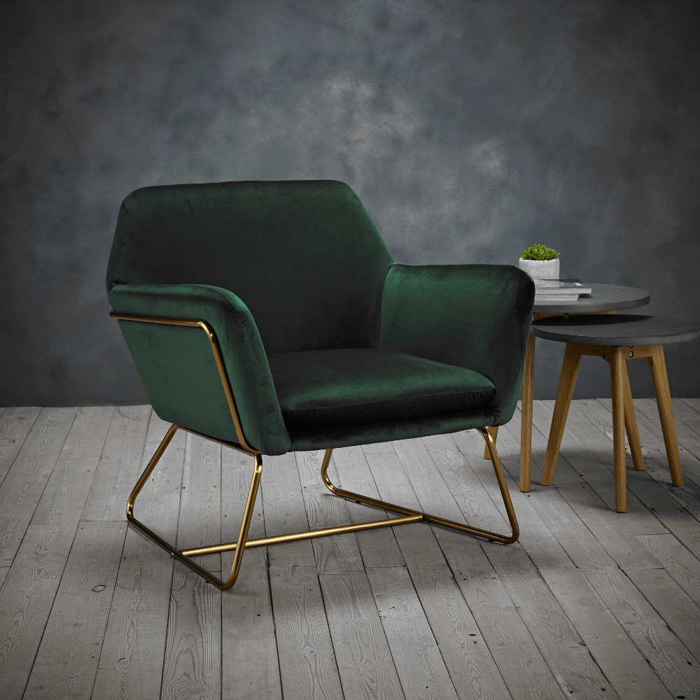 Small green velvet chair deals