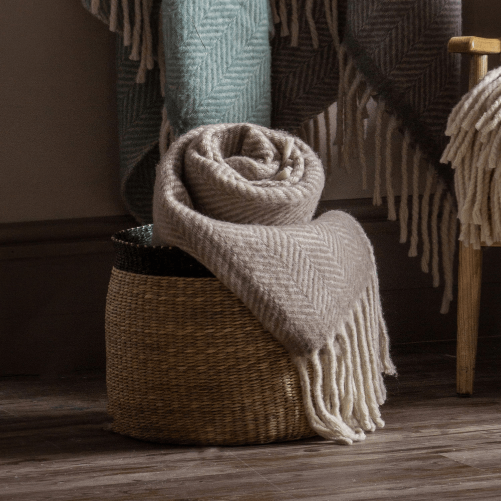 Wool Herringbone Throw - 4 Colours