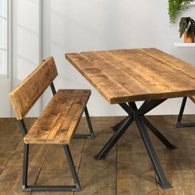 Driftwood Reclaimed Dining Table with Matching Bench With Back