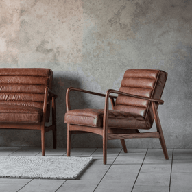 Bergen Mid-Century Leather Lounge Chair