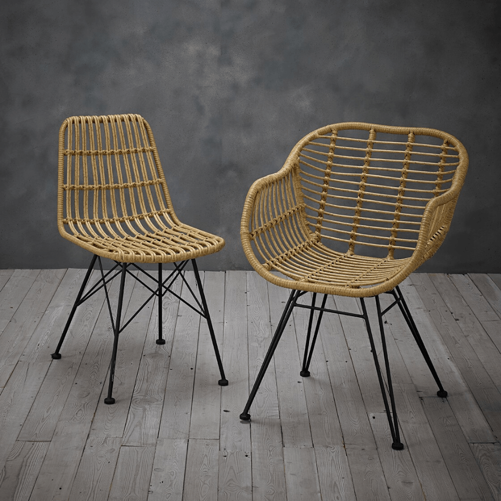 Wicker chair with black legs deals