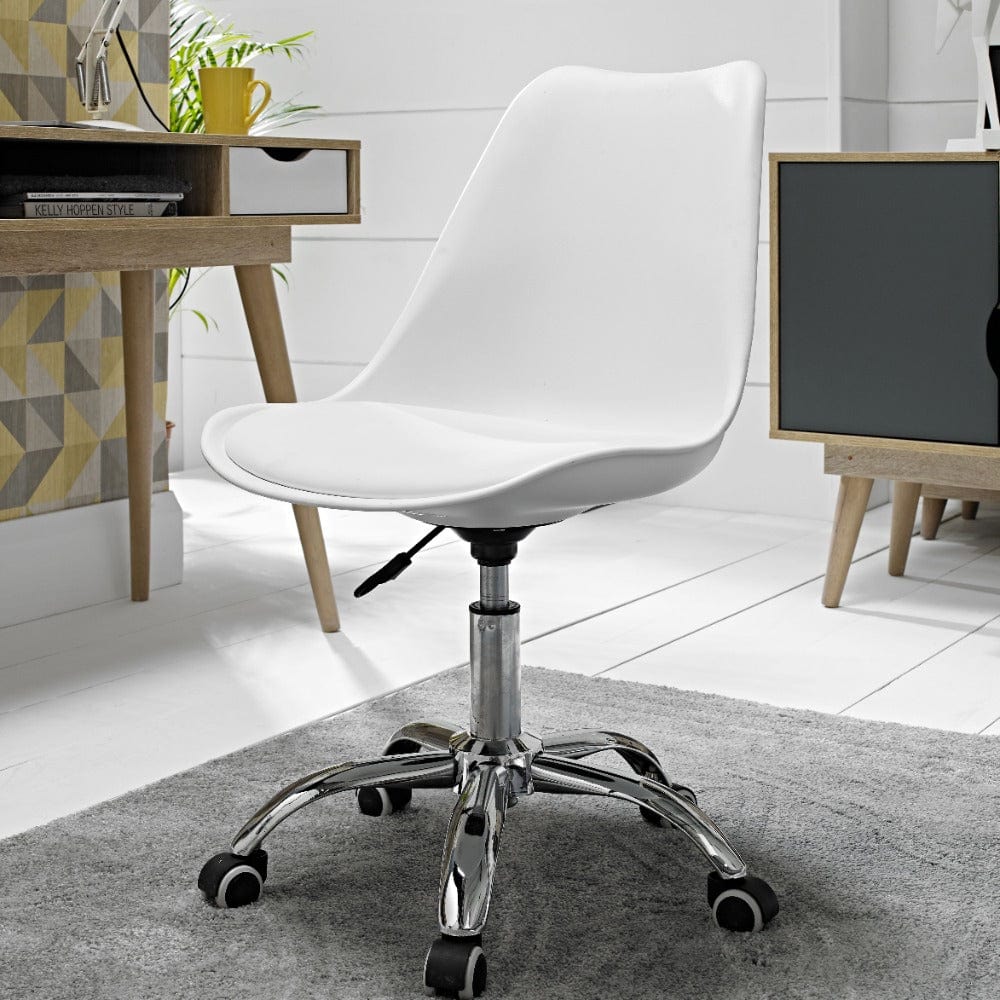 white scandi eames style swivel chair