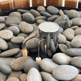 Outdoor Teak Floor Fire Lantern/Pillar
