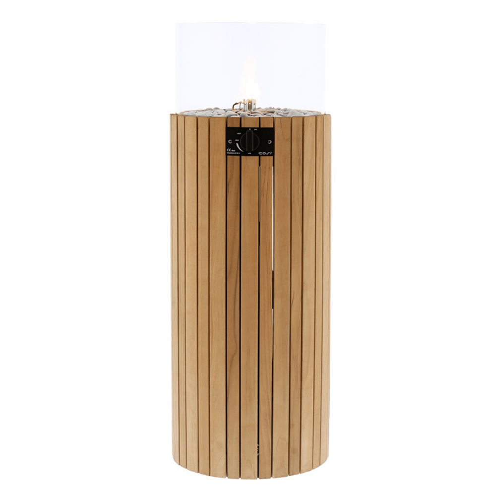 Outdoor Teak Floor Fire Lantern/Pillar