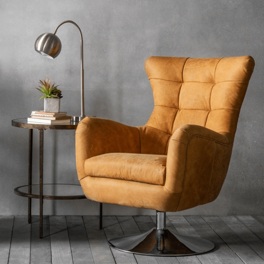 Light brown deals leather swivel chair