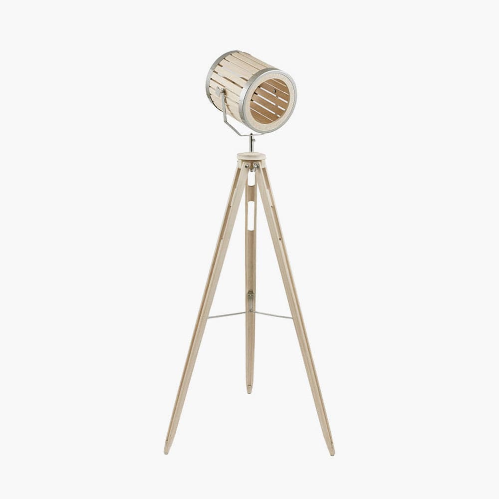 Nothe Marine Floor Lamp - Natural Wood / Silver