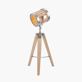 Nothe Marine Table Lamp - Natural Wood / Silver