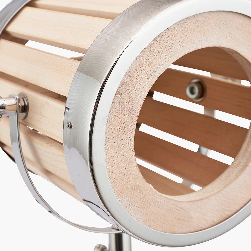 Nothe Marine Table Lamp - Natural Wood / Silver
