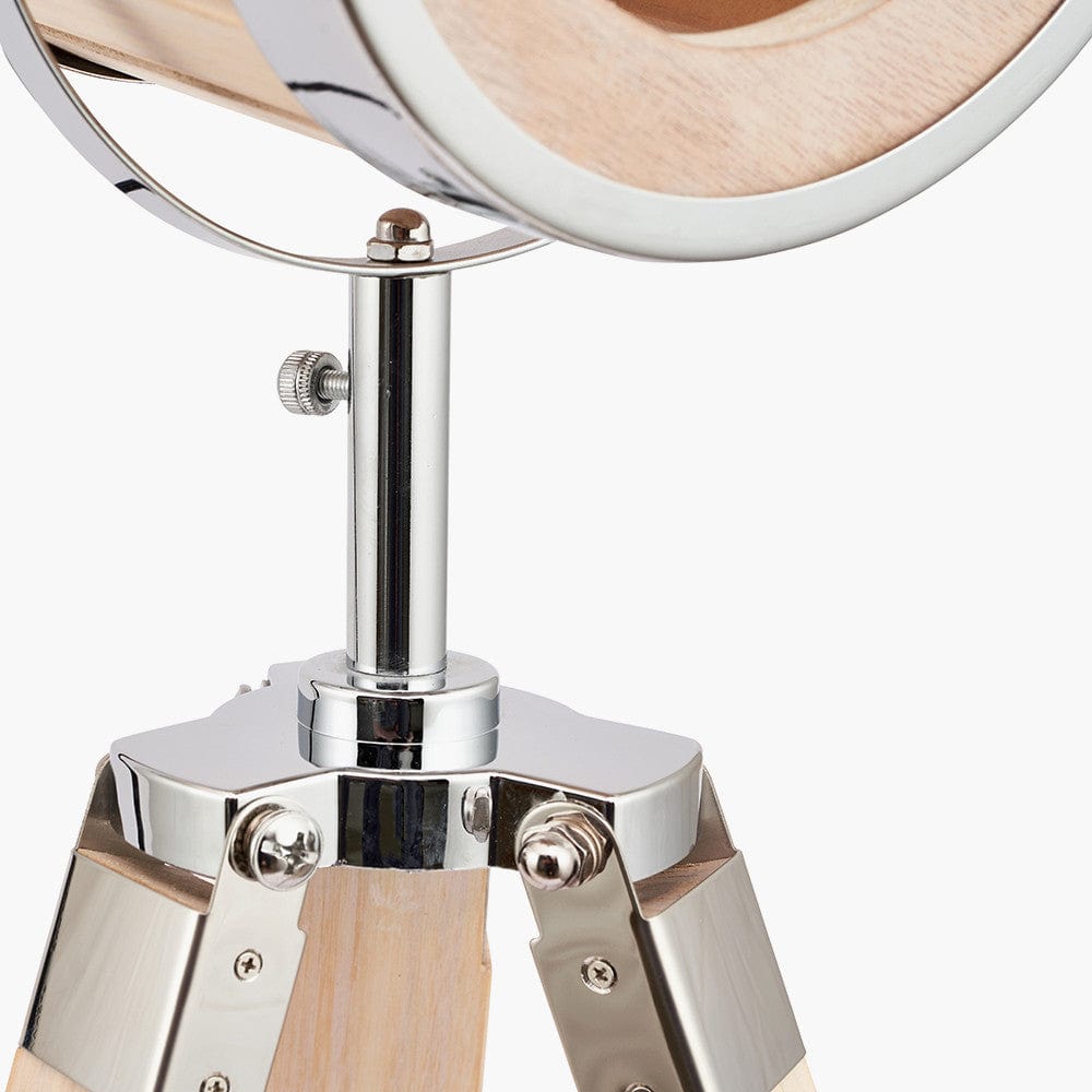 Nothe Marine Table Lamp - Natural Wood / Silver