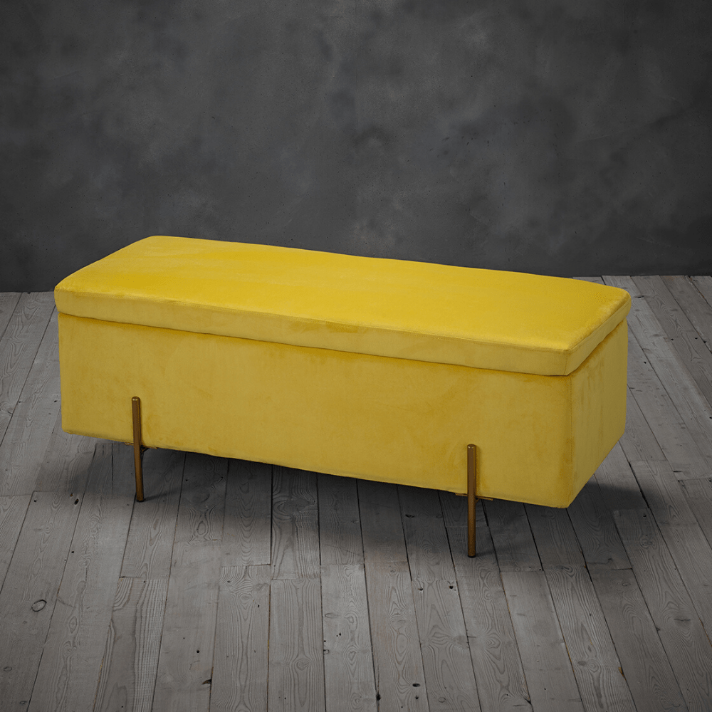 mustard velvet storage ottoman