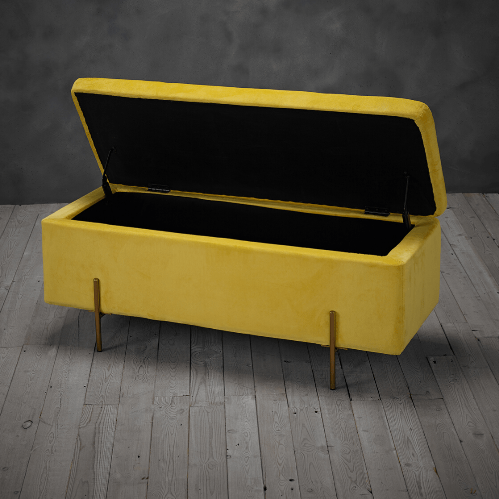 mustard velvet storage ottoman