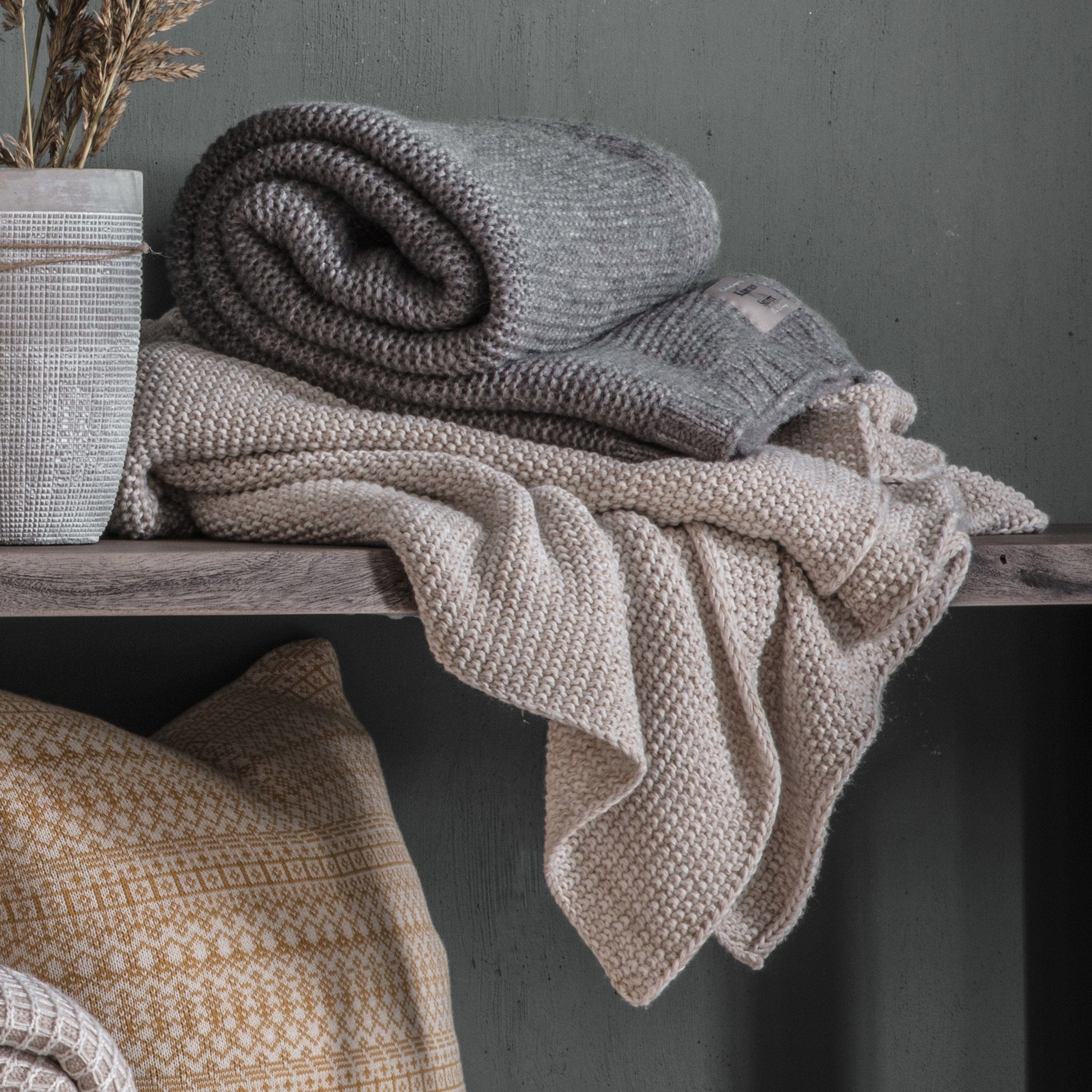 Chunky Knit Throw - Grey