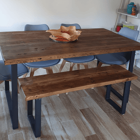 Rugger Brown Reclaimed Dining Table And Bench