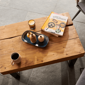 Rugger Brown Chunky Rustic Wood Outdoor Coffee Table 