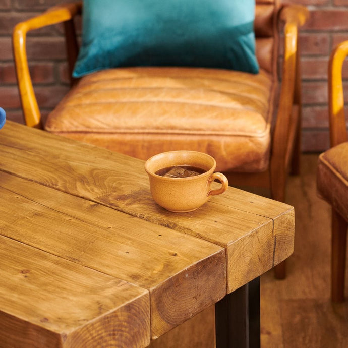 Rugger Brown Chunky Rustic Wood Coffee Table