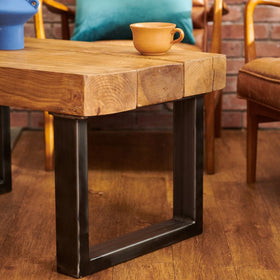 Rugger Brown Chunky Rustic Wood Coffee Table 