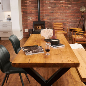 Rugger Brown Rustic Wood Dining Table 