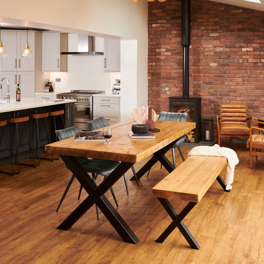 Bespoke Collection Rustic Wood Dining Table Chunky X Frame