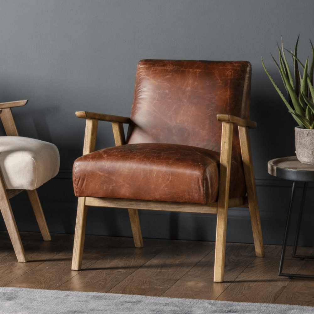 Harper Vintage Brown Leather Armchair