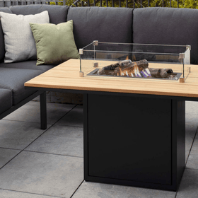 Como Black and Teak Fire Pit Table