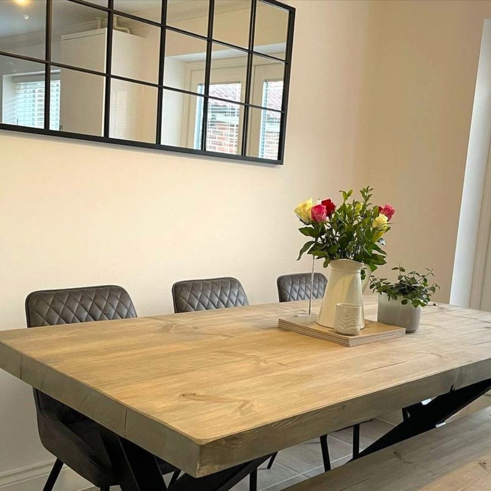 Rugger Brown Rustic Wood Dining Table And Bench