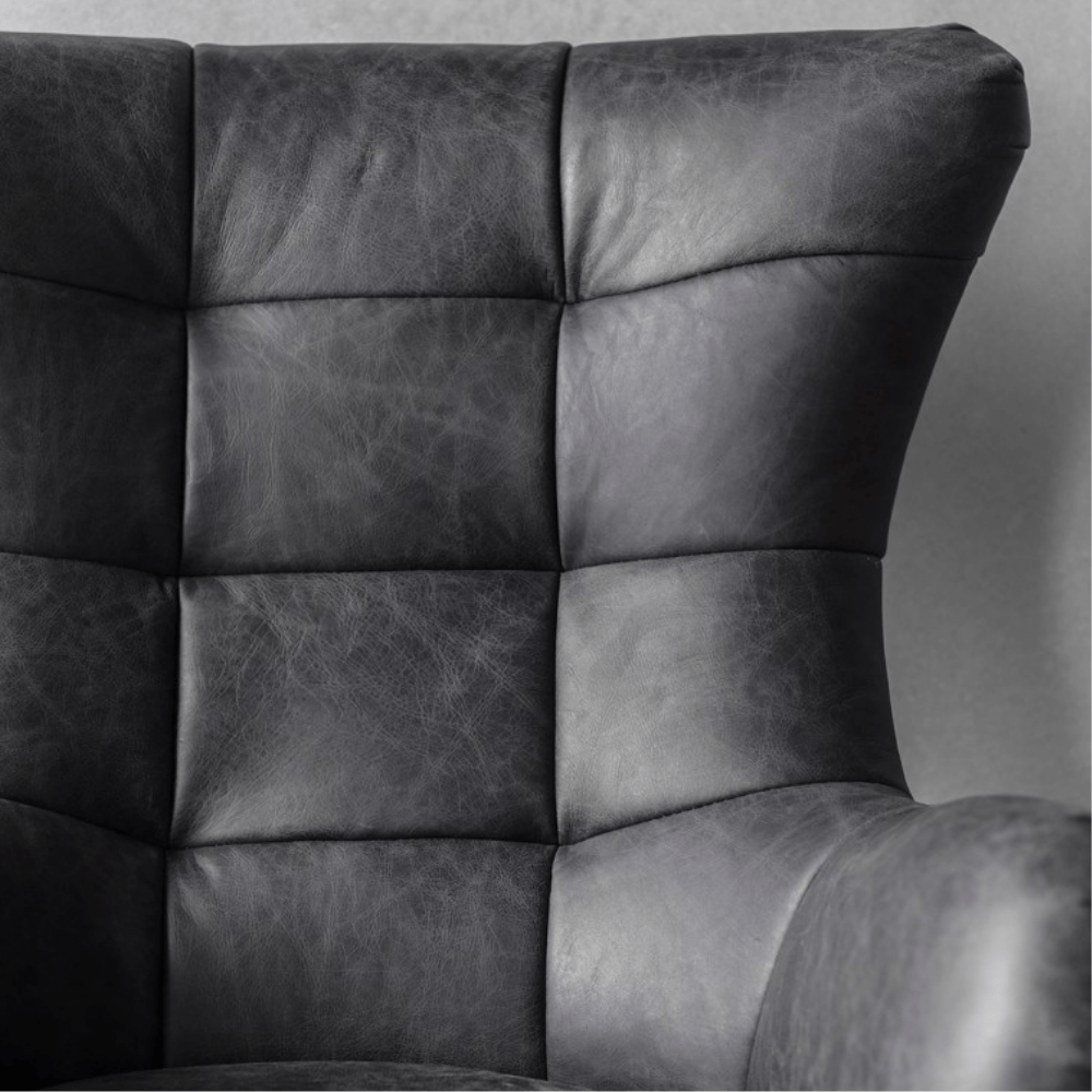Henley Ebony Leather Swivel Chair