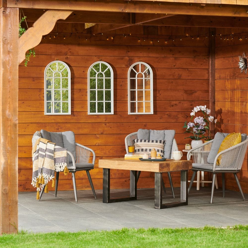 Rugger Brown Chunky Rustic Wood Outdoor Coffee Table 