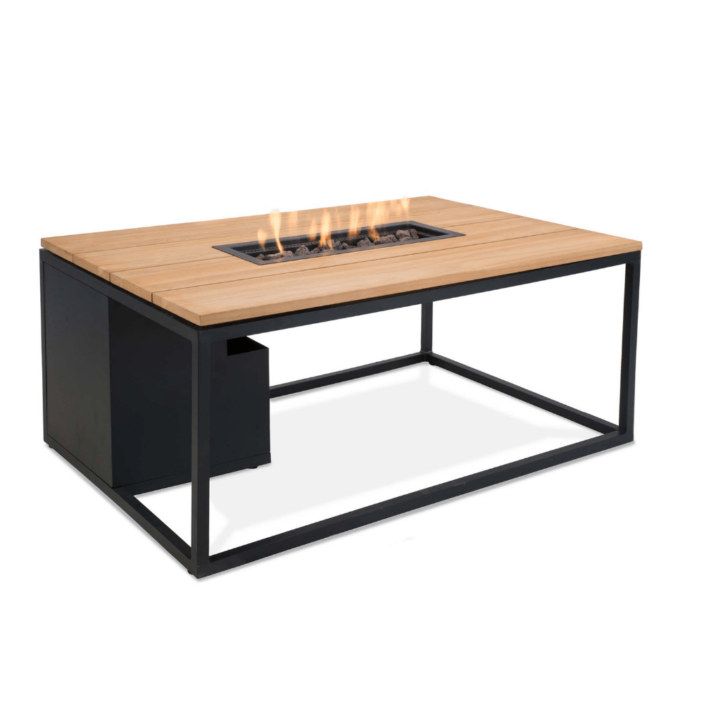 Honolulu Black and Teak Large Fire Pit