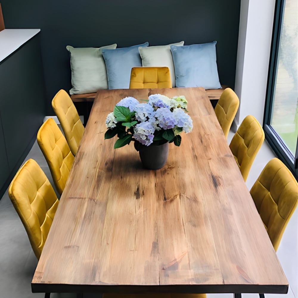 Grey wash 300cm x 100cm U base dining table