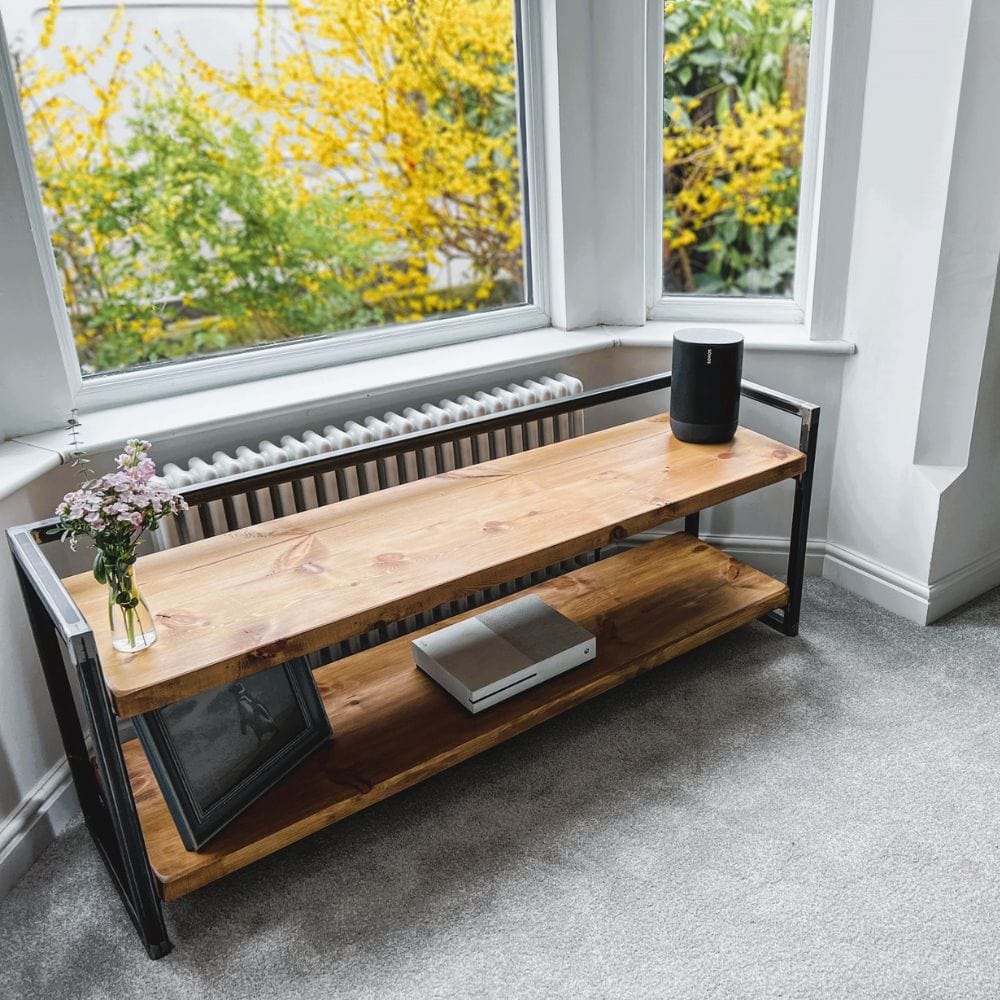 Bespoke rustic wooden tv unit.