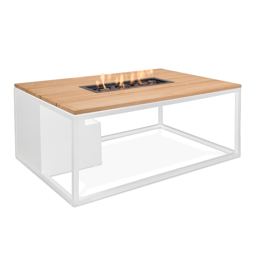 Honolulu White and Teak Large Fire Pit