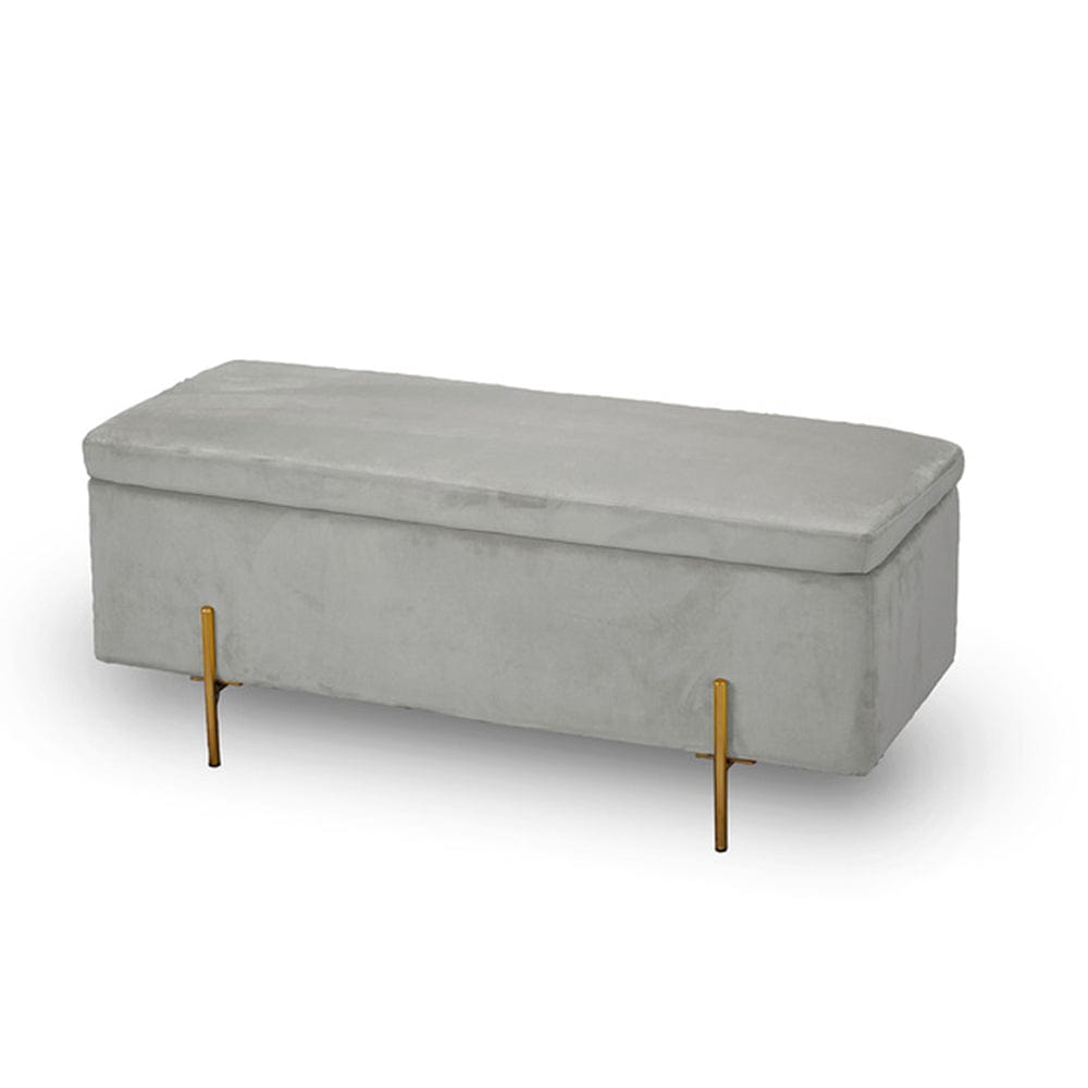 grey velvet storage ottoman