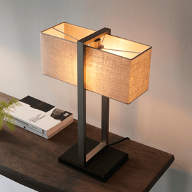 Wickford Table Lamp - Satin Nickel / Natural / Black