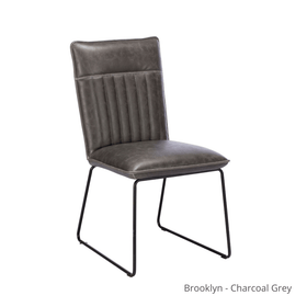charcoal grey faux leather dining chair