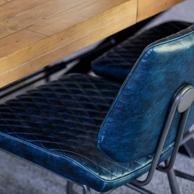 dark blue dining chair close up