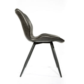 Coney Vegan Leather Dining Chairs - Charcoal Grey