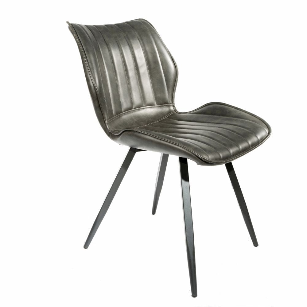 Coney Vegan Leather Dining Chairs - Charcoal Grey