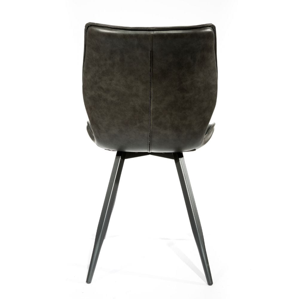 Coney Vegan Leather Dining Chairs - Charcoal Grey