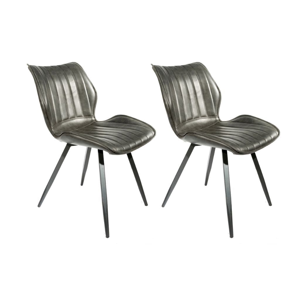 Coney Vegan Leather Dining Chairs - Charcoal Grey