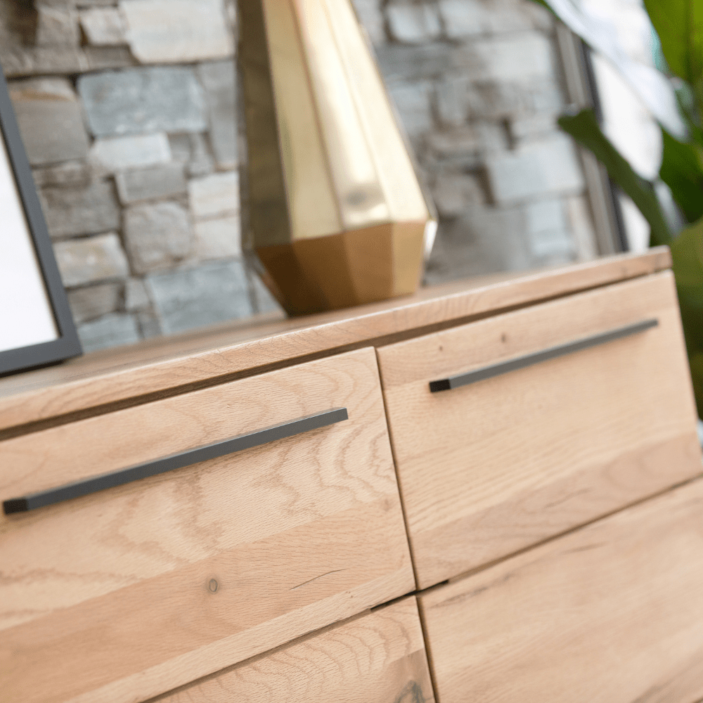 solid oak wood sideboard closeup