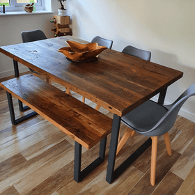 Rugger Brown Reclaimed 160cm Reclaimed Dining Table And Matching Bench 