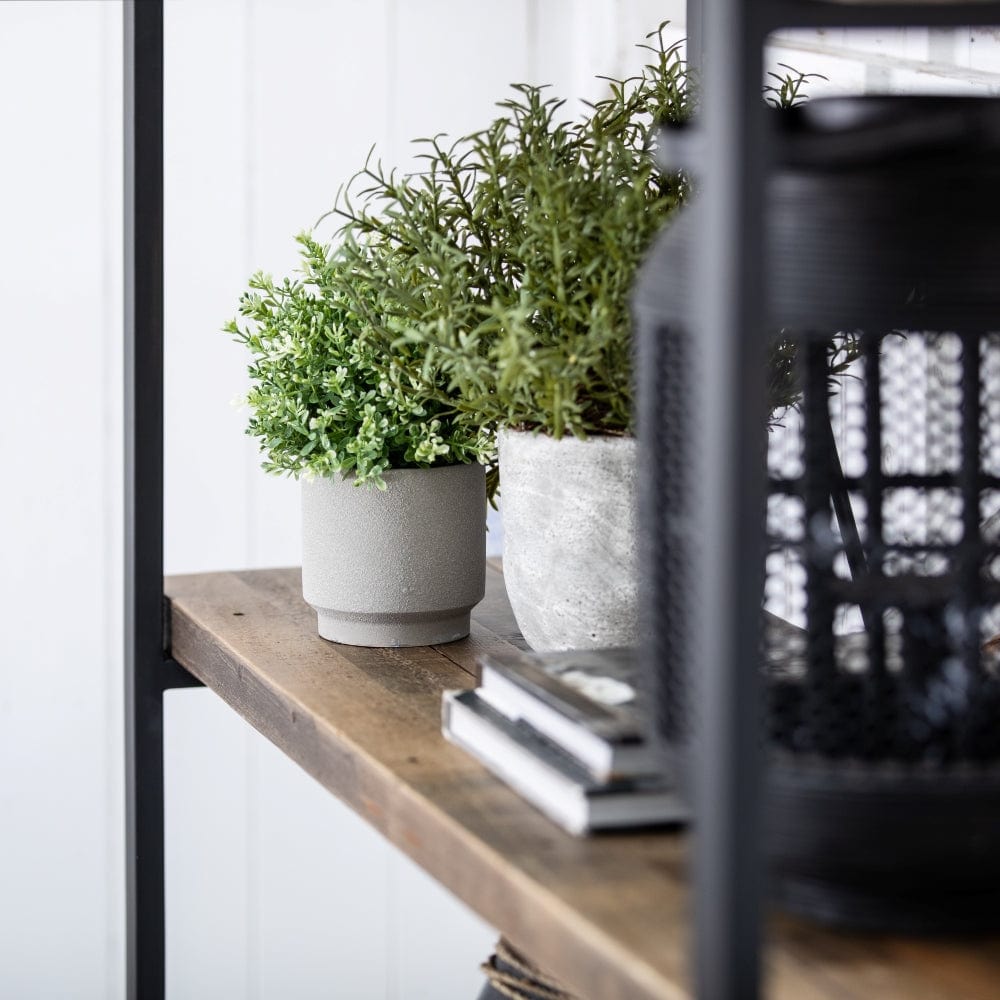 closeup of reclaimed bookcase shelf