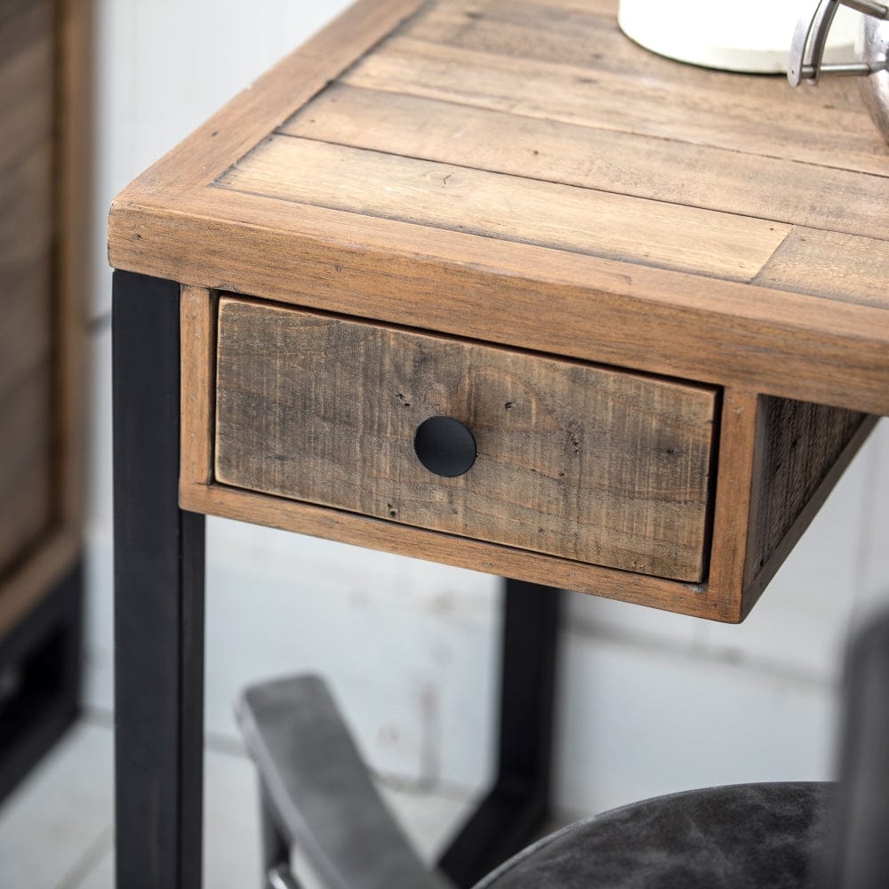closeup of reclaimed desk drawer