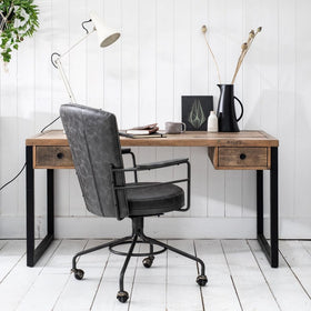 reclaimed desk with office chair