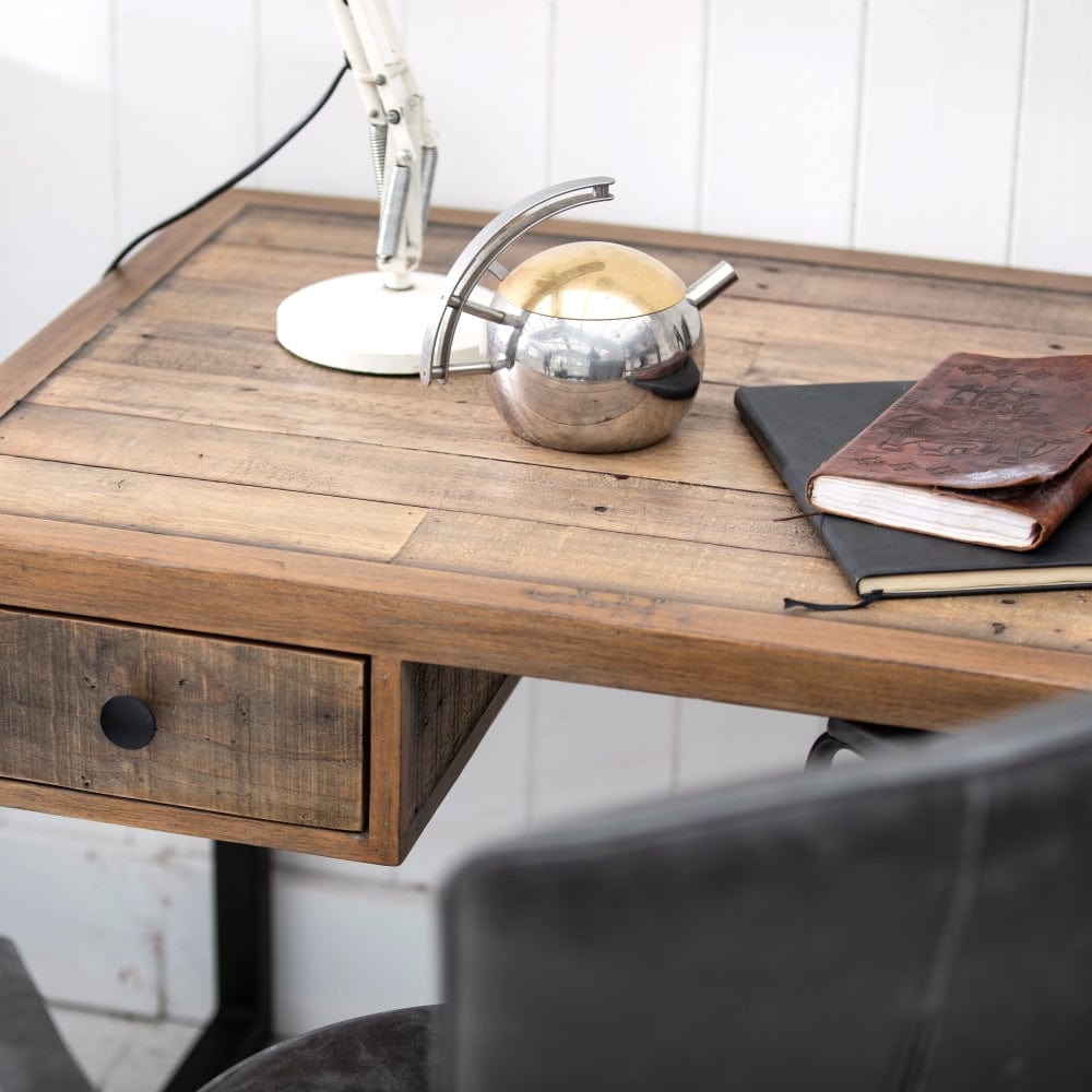 closeup of a reclaimed desk