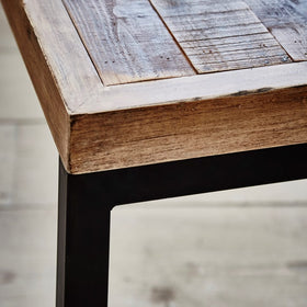 close up of reclaimed dining table