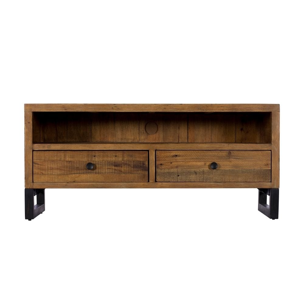 reclaimed tv unit with two drawers