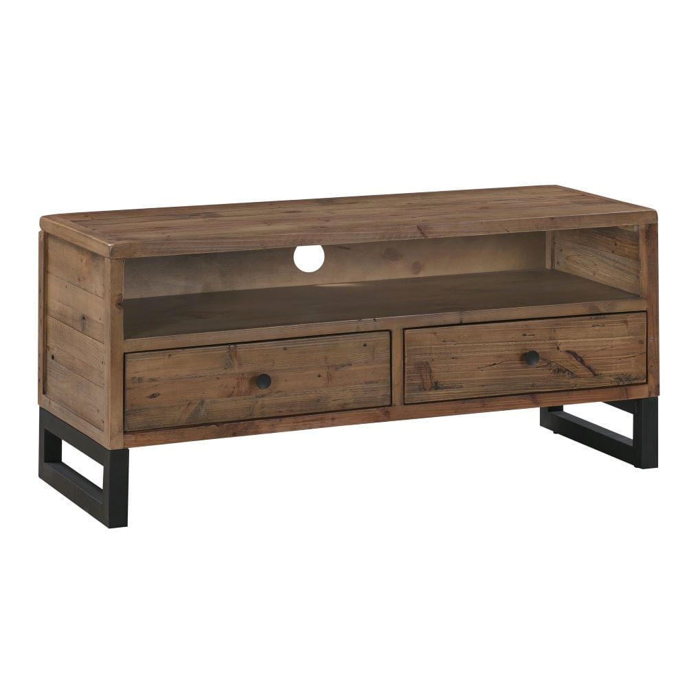 reclaimed tv unit with two drawers