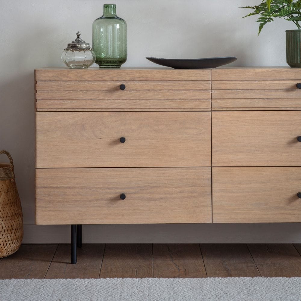 Solid oak 6 drawer dresser sale