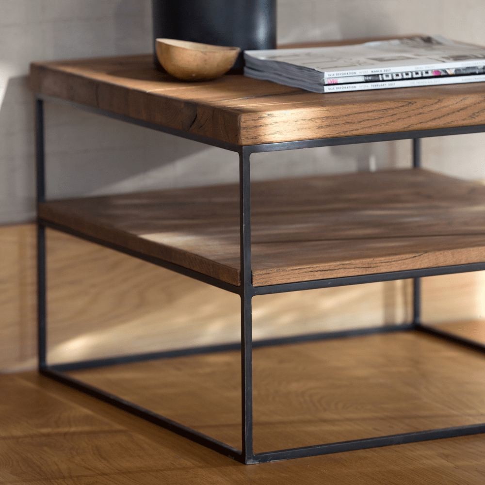 solid oak lamp table close up 